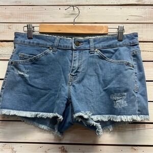 Roxy Denim Cutoff Shorts Distressed Frayed Hem Blue Jean Festival Summer Size 28